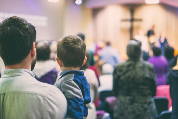Family at a church